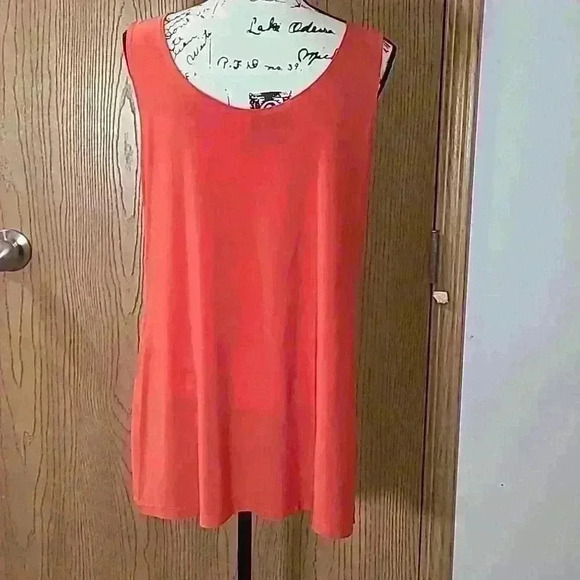 NWT Fashque Studio orange side slit solid basic layering tank tunic - Picture 2 of 3